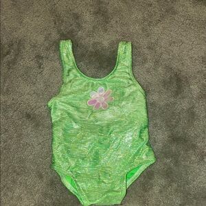 Green shiny flower bathing suit